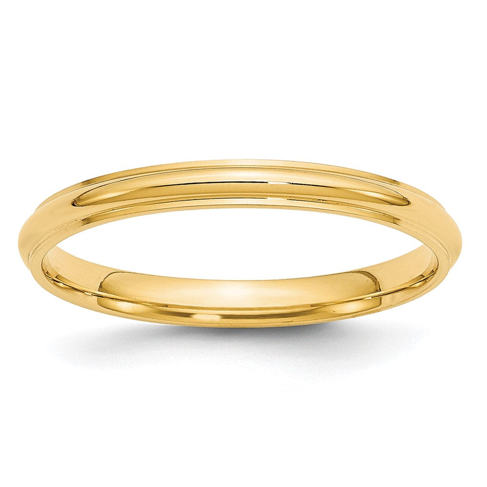 14k Yellow Gold 2.5mm Half Round with Edge Wedding Band Size 8.5