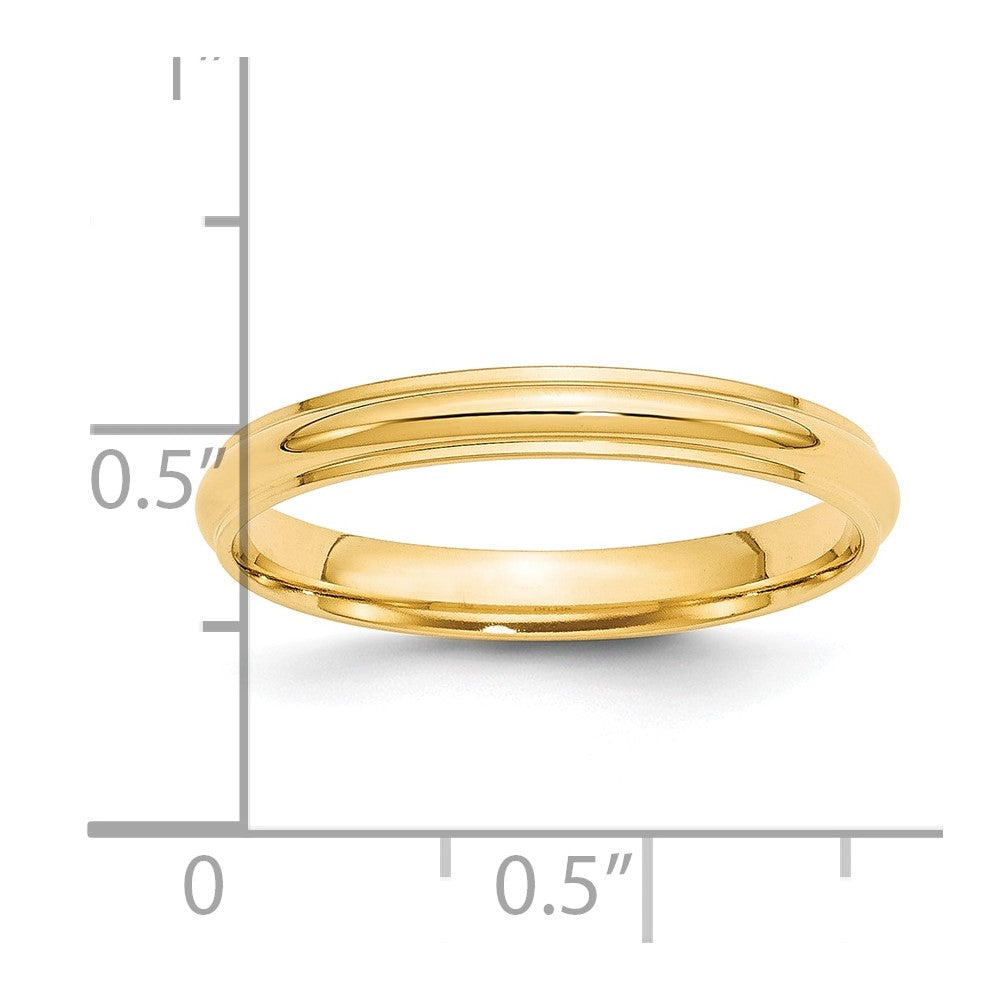 14k Yellow Gold 3mm Half Round with Edge Wedding Band Size 12