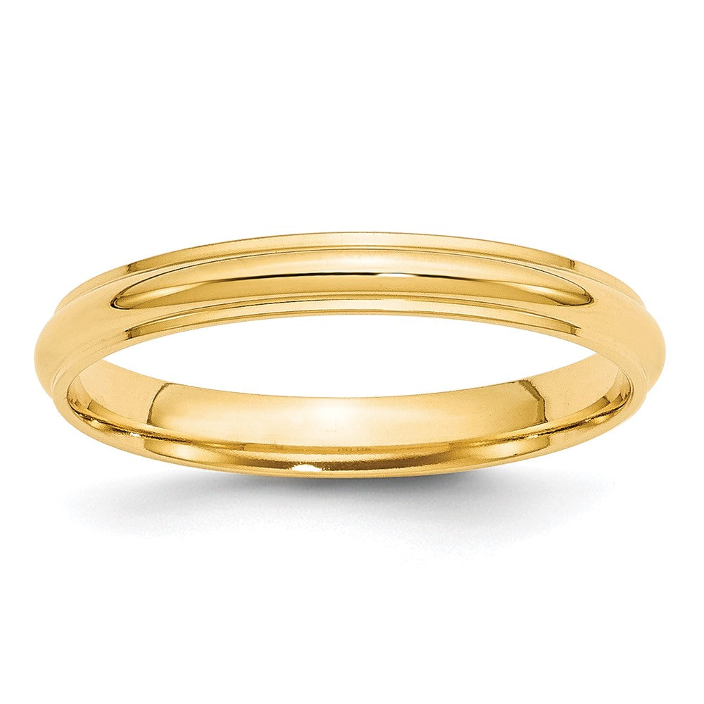 14k Yellow Gold 3mm Half Round with Edge Wedding Band Size 6.5