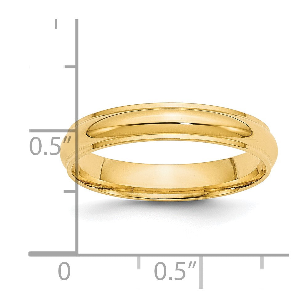 14k Yellow Gold 4mm Half Round with Edge Wedding Band Size 4