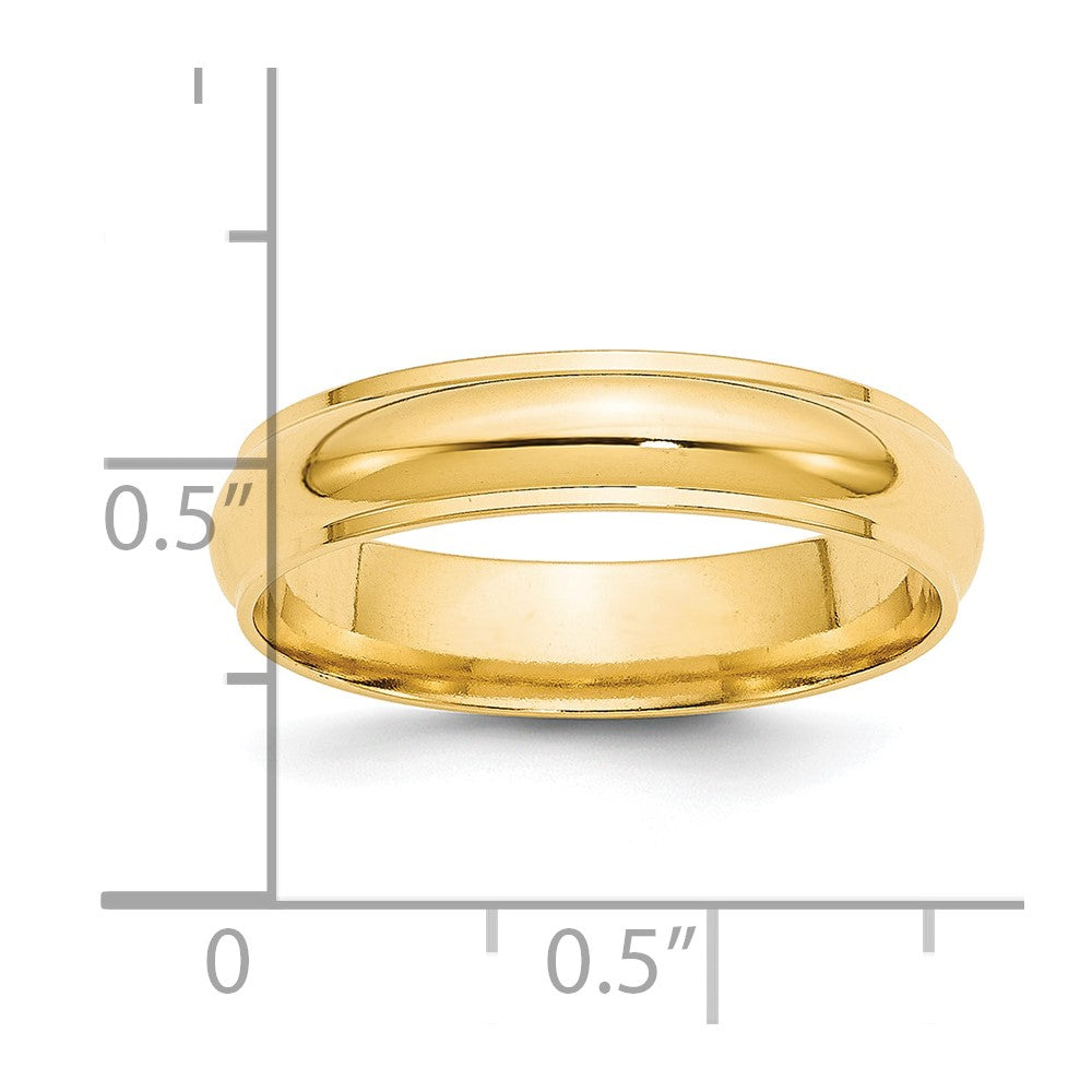 14k Yellow Gold 5mm Half Round with Edge Wedding Band Size 4.5