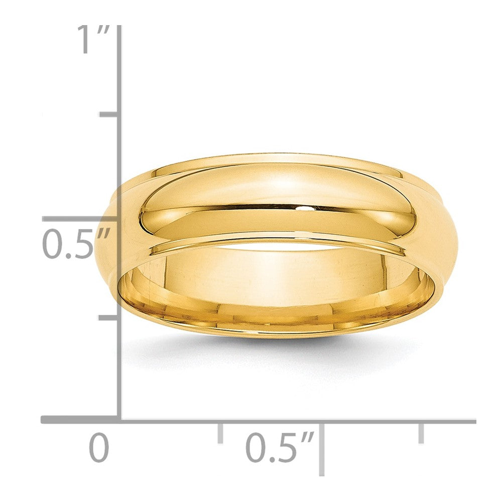 14k Yellow Gold 6mm Half Round with Edge Wedding Band Size 9.5