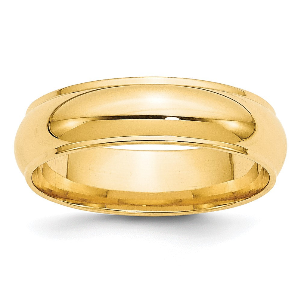 14k Yellow Gold 6mm Half Round with Edge Wedding Band Size 7