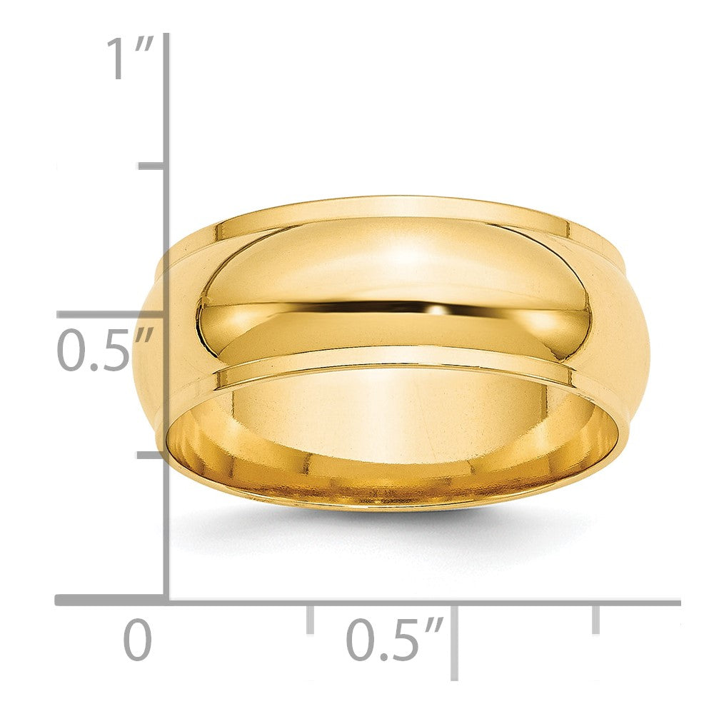 14k Yellow Gold 8mm Half Round with Edge Wedding Band Size 11.5