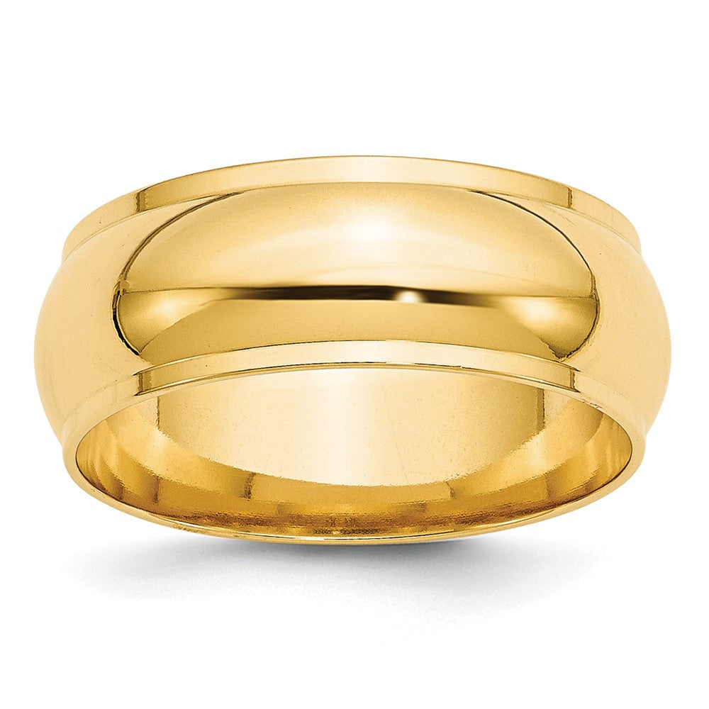 14k Yellow Gold 8mm Half Round with Edge Wedding Band Size 4.5