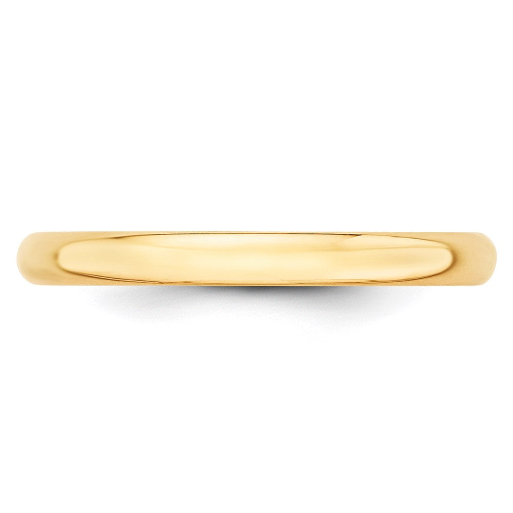 14k Yellow Gold 2.5mm Lightweight Half Round Wedding Band Size 10.5