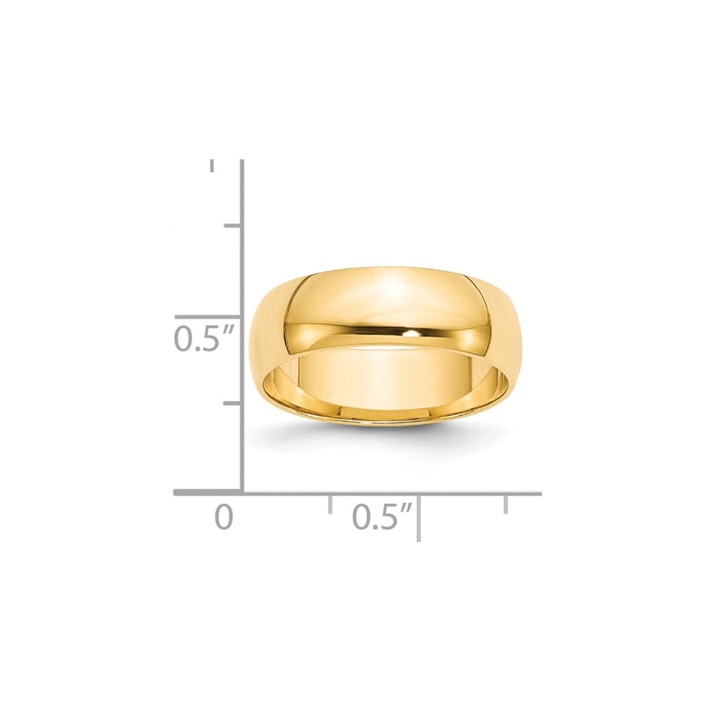 14k Yellow Gold 6mm Lightweight Half Round Wedding Band Size 6.5