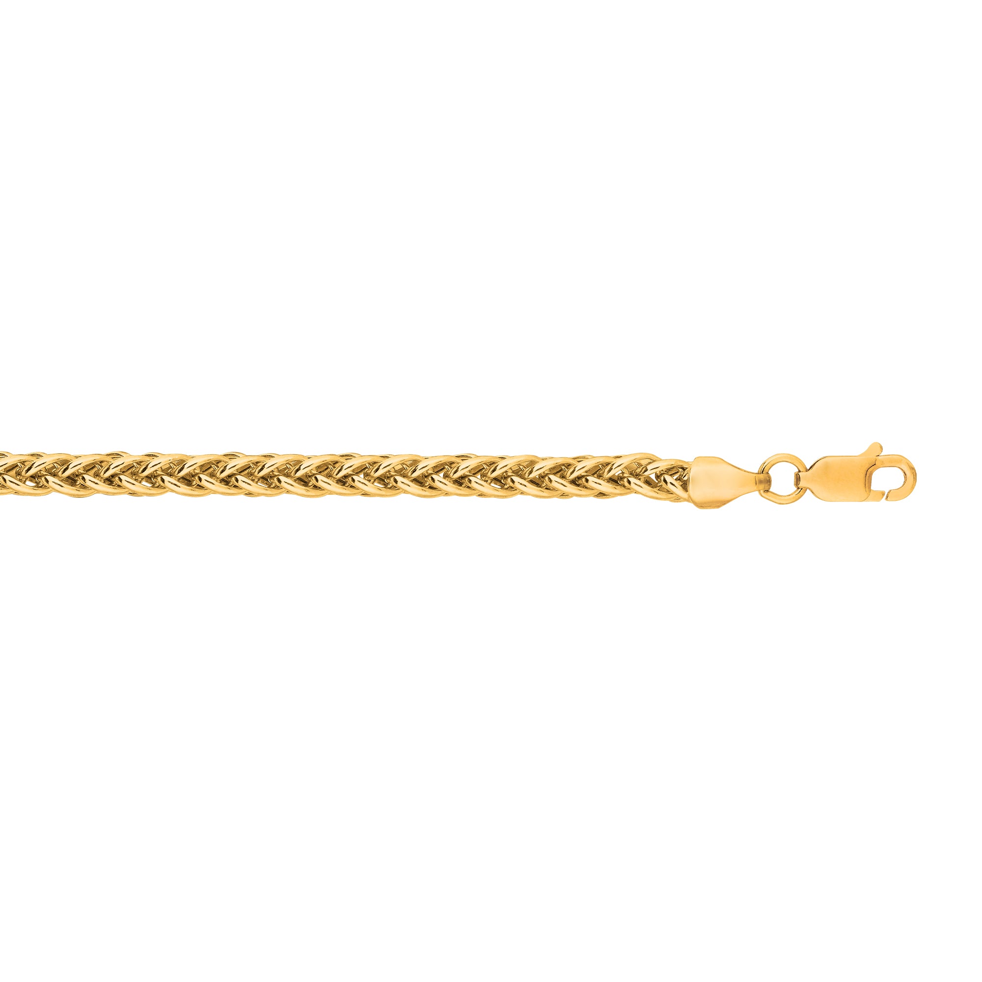 14K Yellow Gold 3.2mm Lite Round Wheat 24" Chain with Lobster Lock