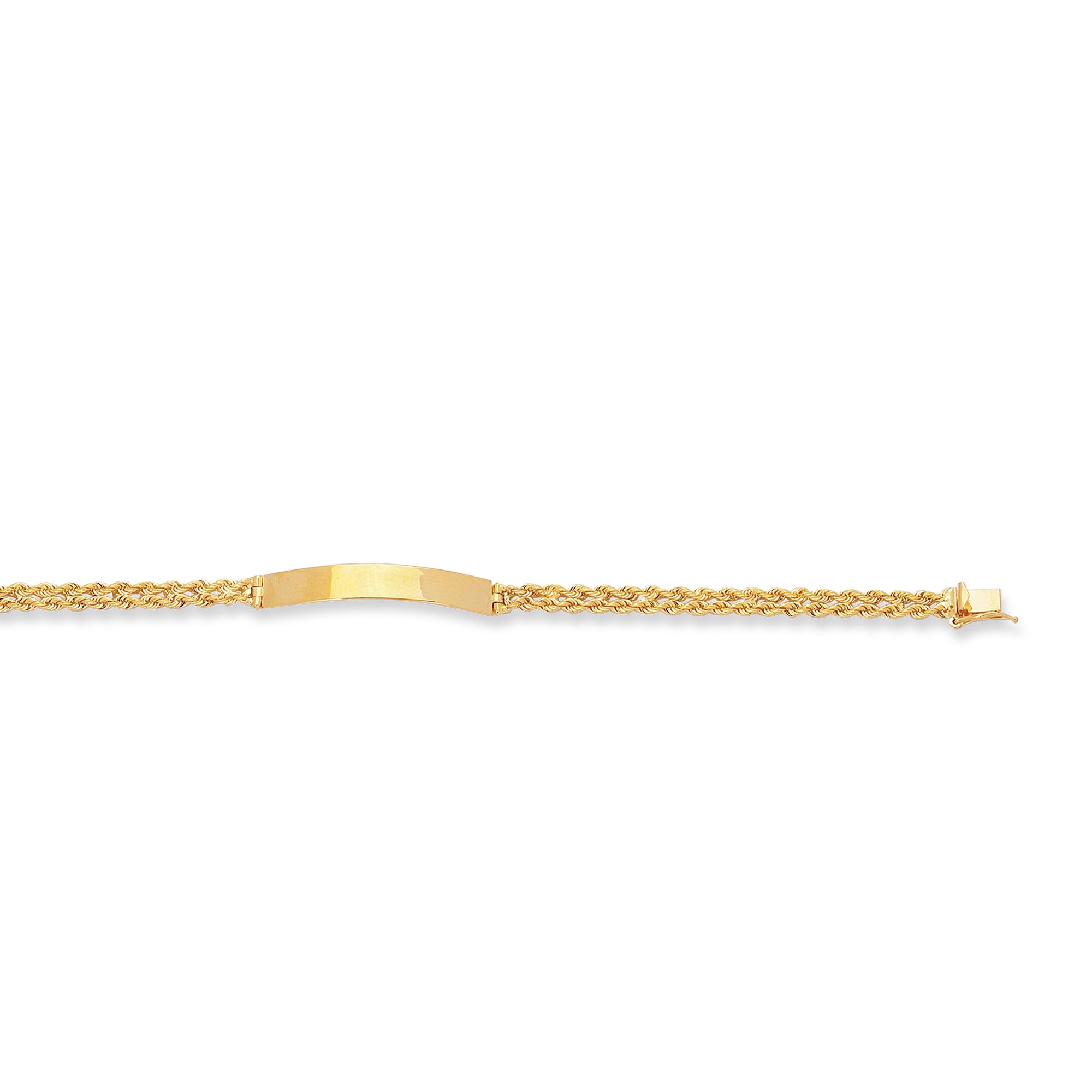 14K Yellow Gold 7" Rope Chain with Polished ID Bracelet