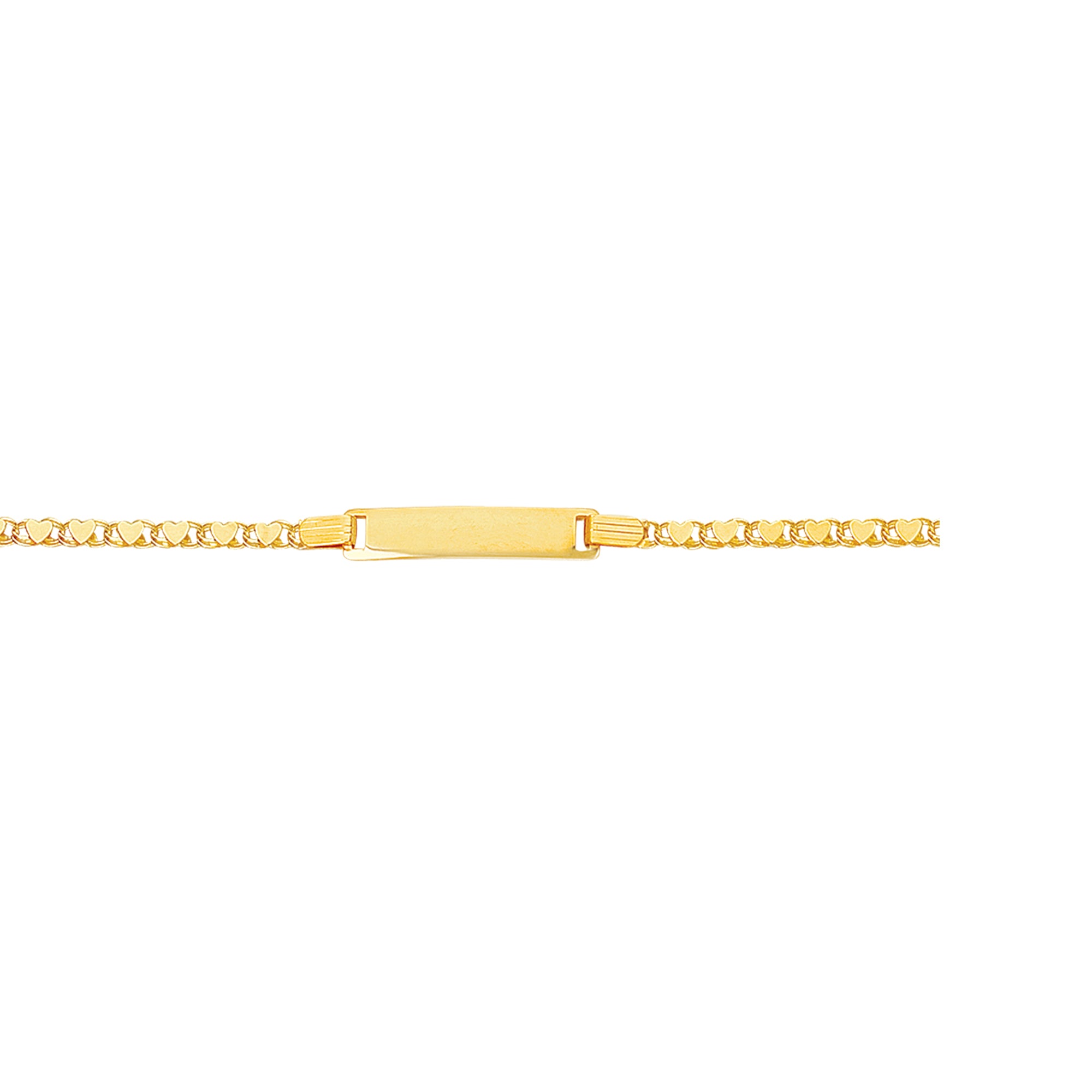 14K Yellow Gold 6" Children's Heart ID Bracelet