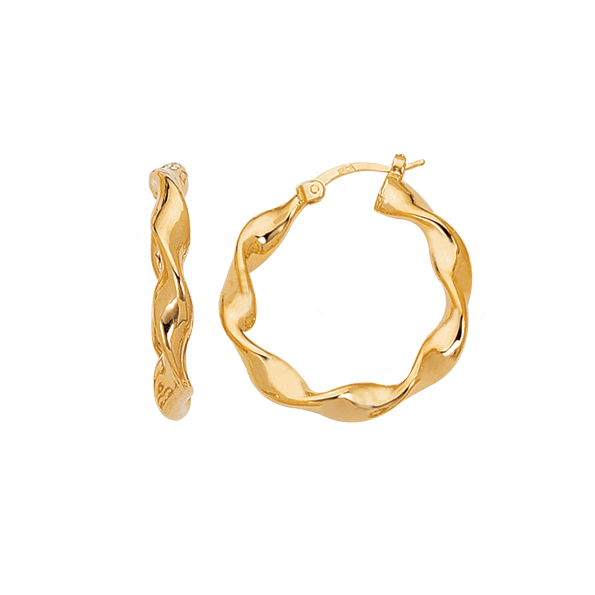 14K Yellow Gold Large Chubby Twist Hoop Earring