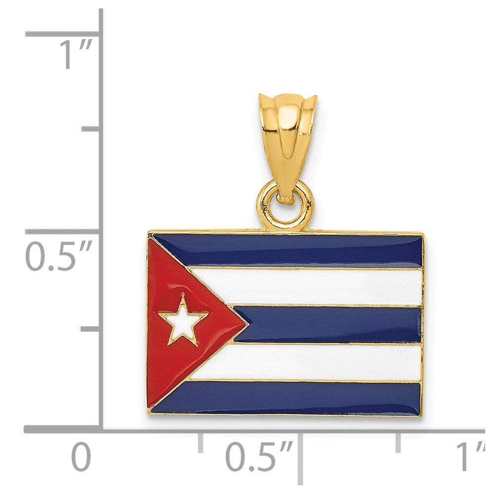 14k Enameled Cuba Flag Pendant