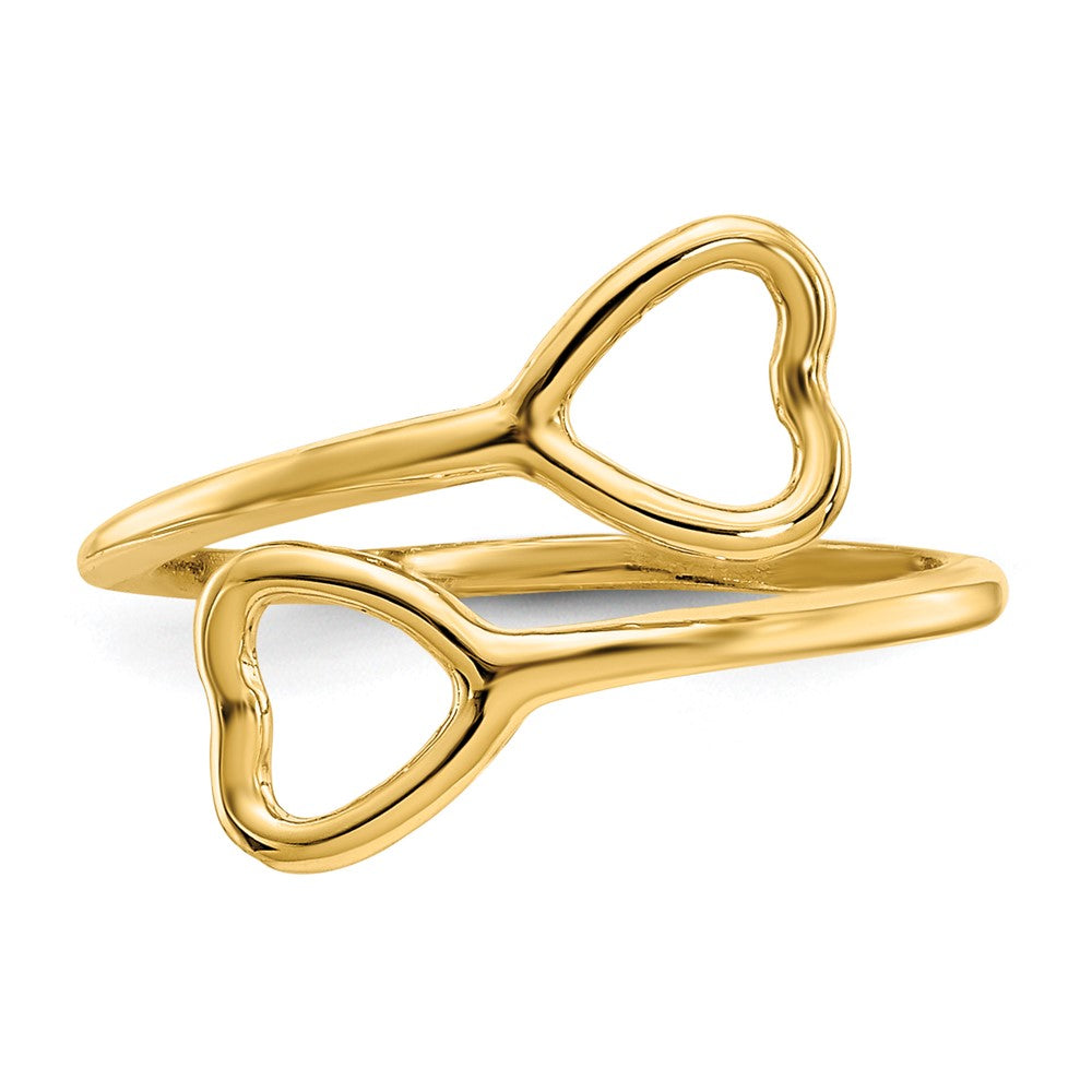 14k Double Heart Toe Ring