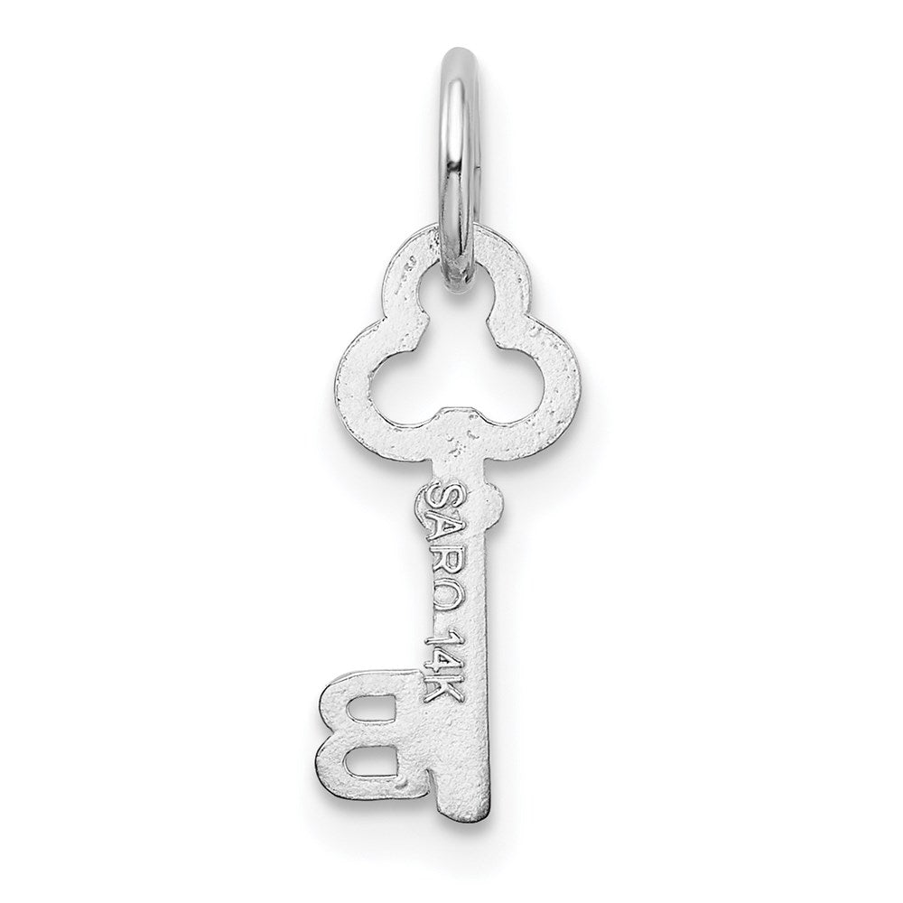 14K White Gold Key Letter B Initial Charm