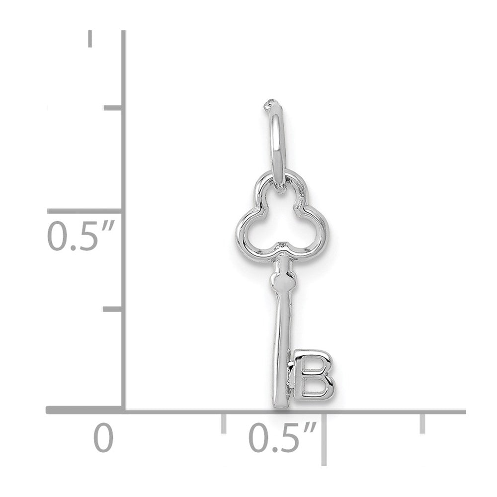 14K White Gold Key Letter B Initial Charm