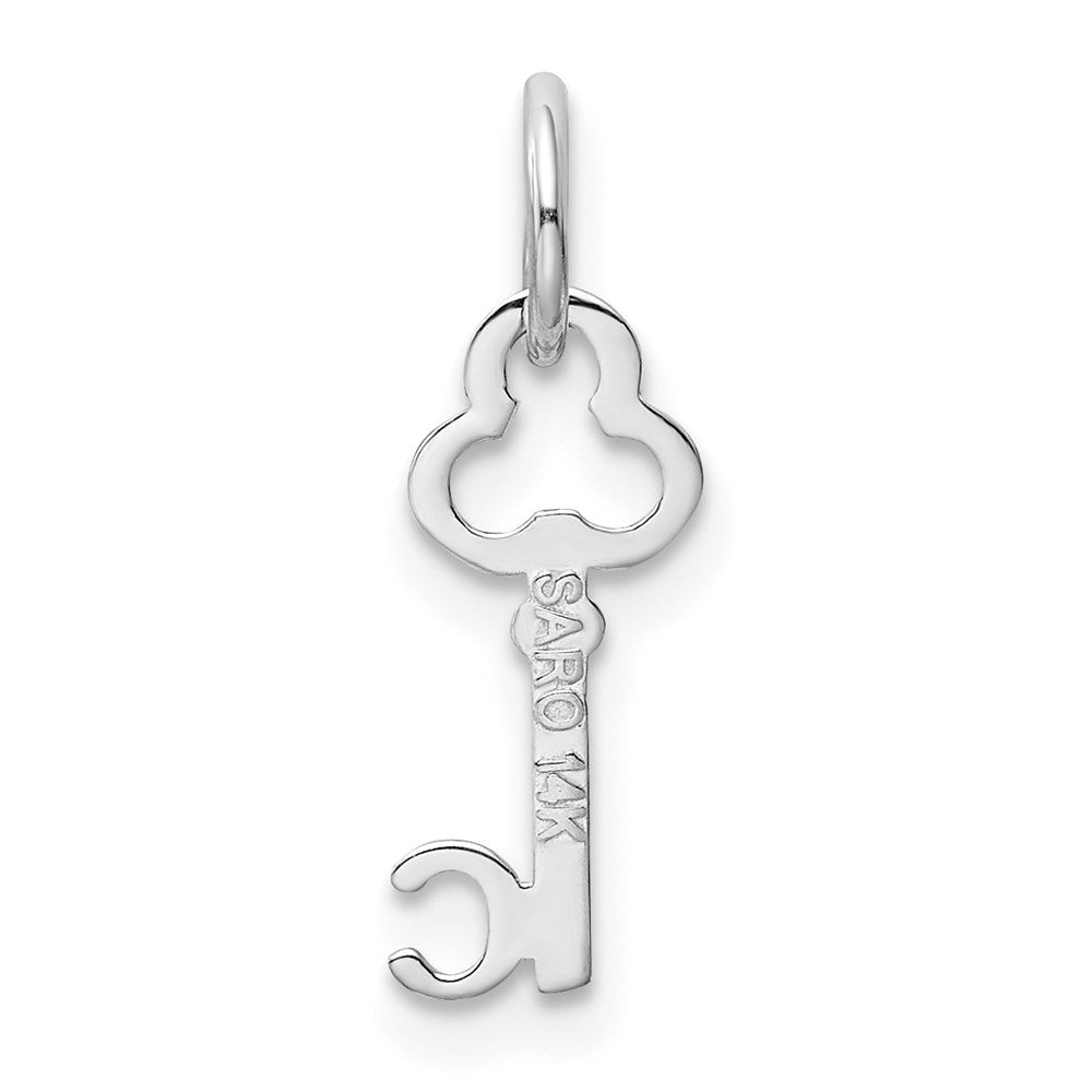 14K White Gold Key Letter C Initial Charm