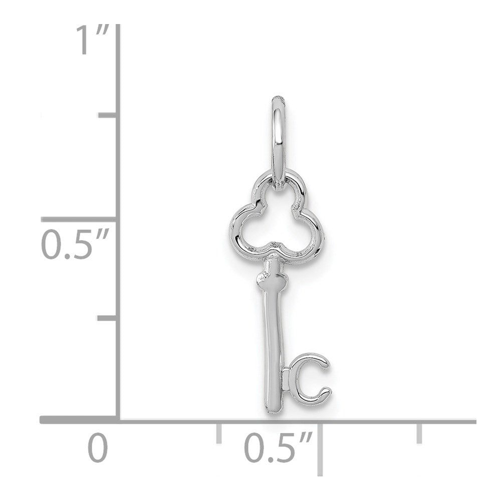 14K White Gold Key Letter C Initial Charm