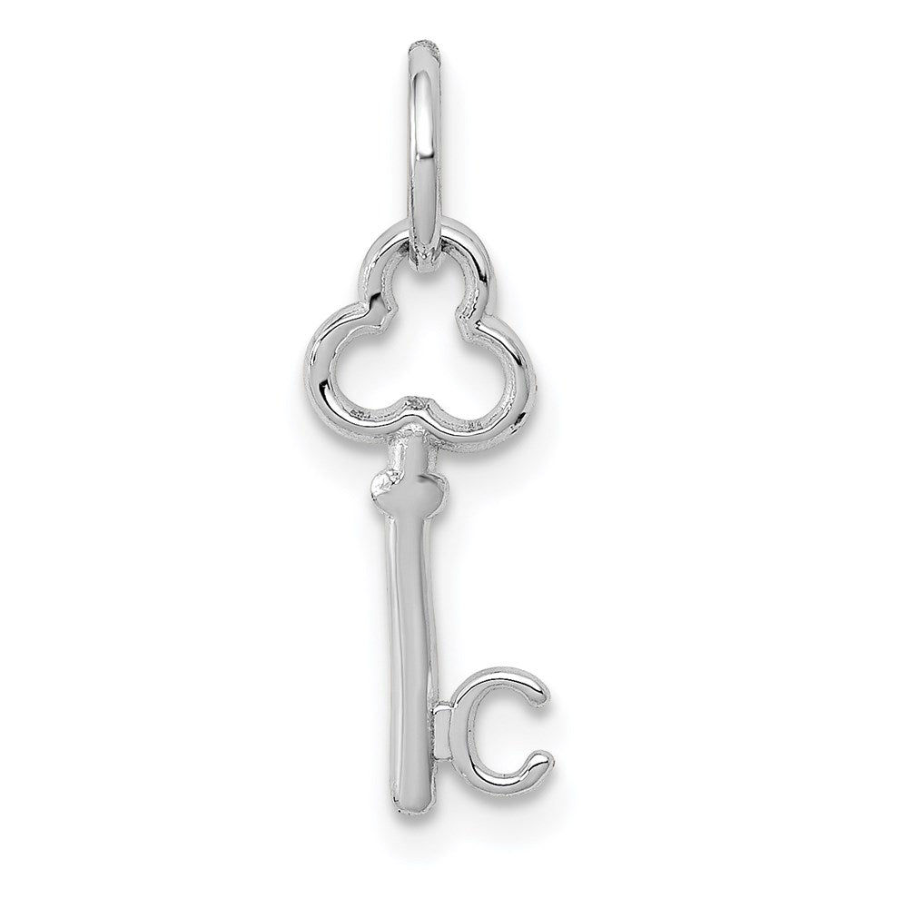 14K White Gold Key Letter C Initial Charm