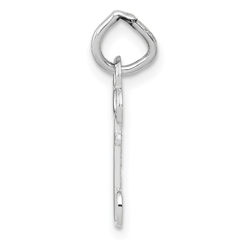 14K White Gold Key Letter D Initial Charm