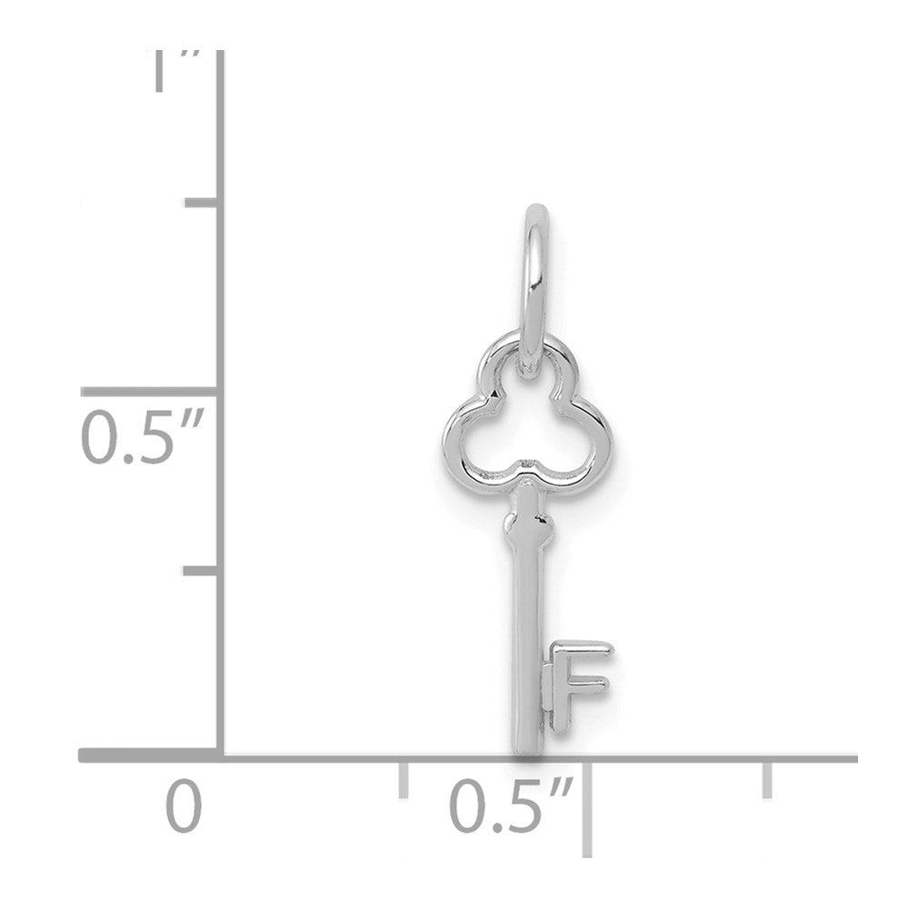 14K White Gold Key Letter F Initial Charm