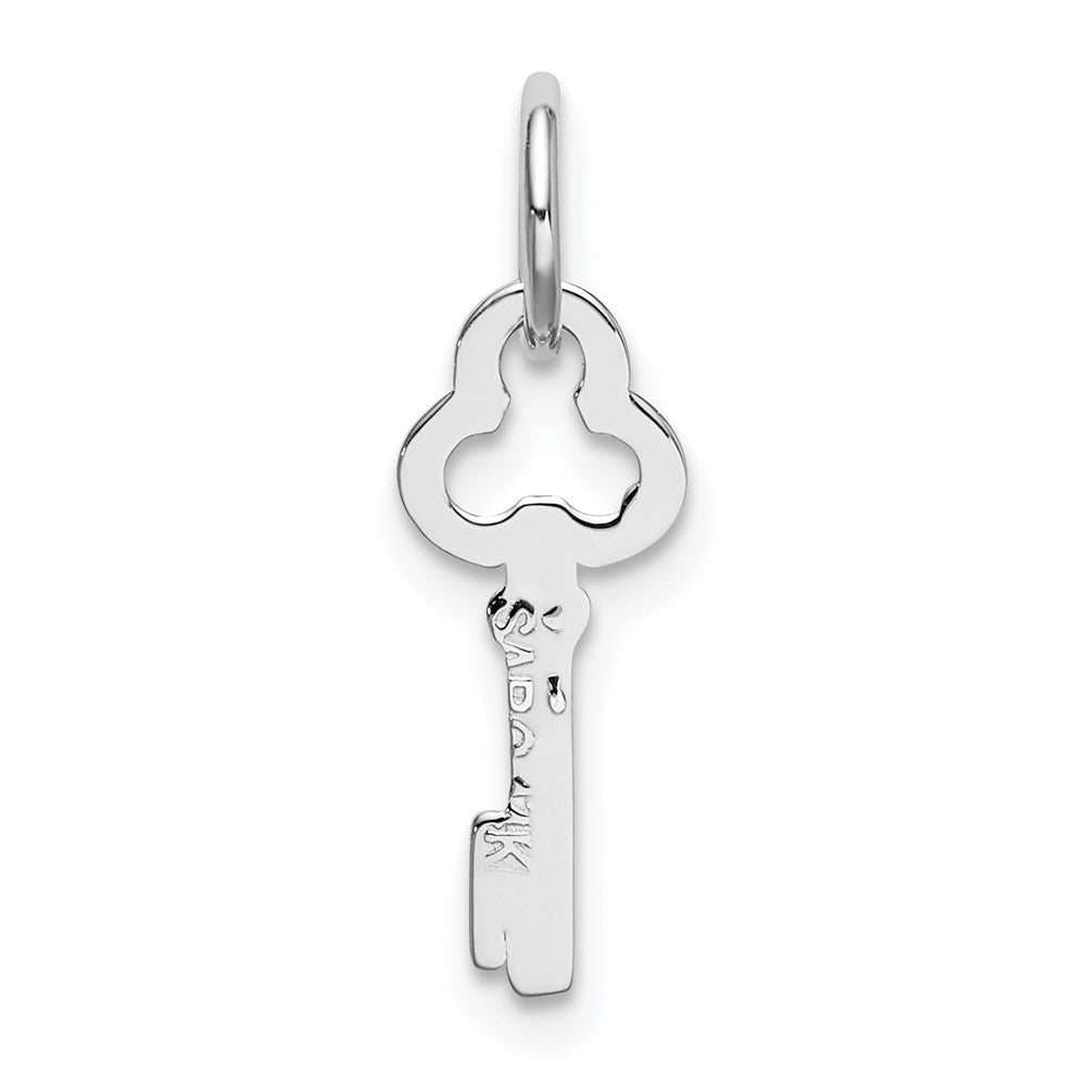 14K White Gold Key Letter I Initial Charm