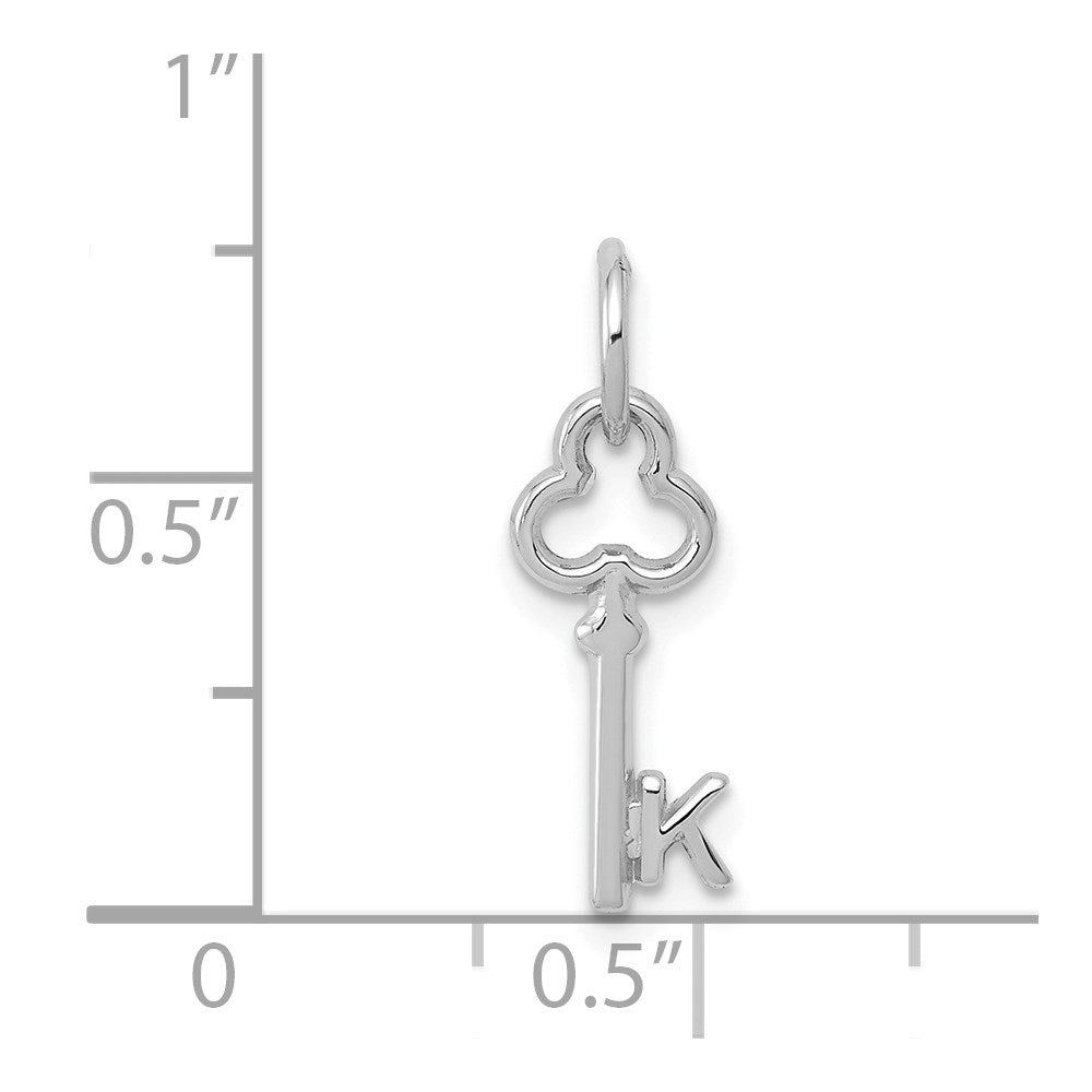 14K White Gold Key Letter K Initial Charm