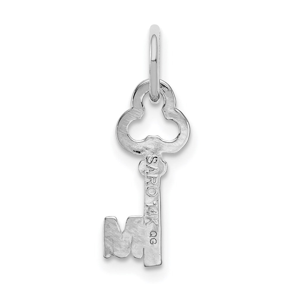 14K White Gold Key Letter M Initial Charm