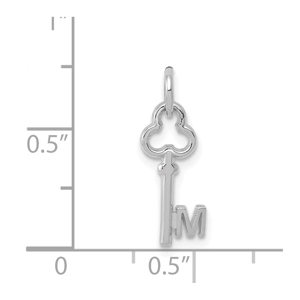 14K White Gold Key Letter M Initial Charm