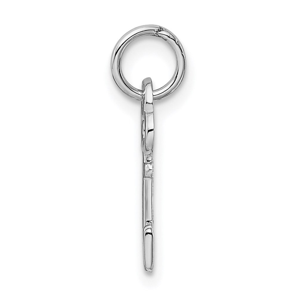 14K White Gold Key Letter N Initial Charm