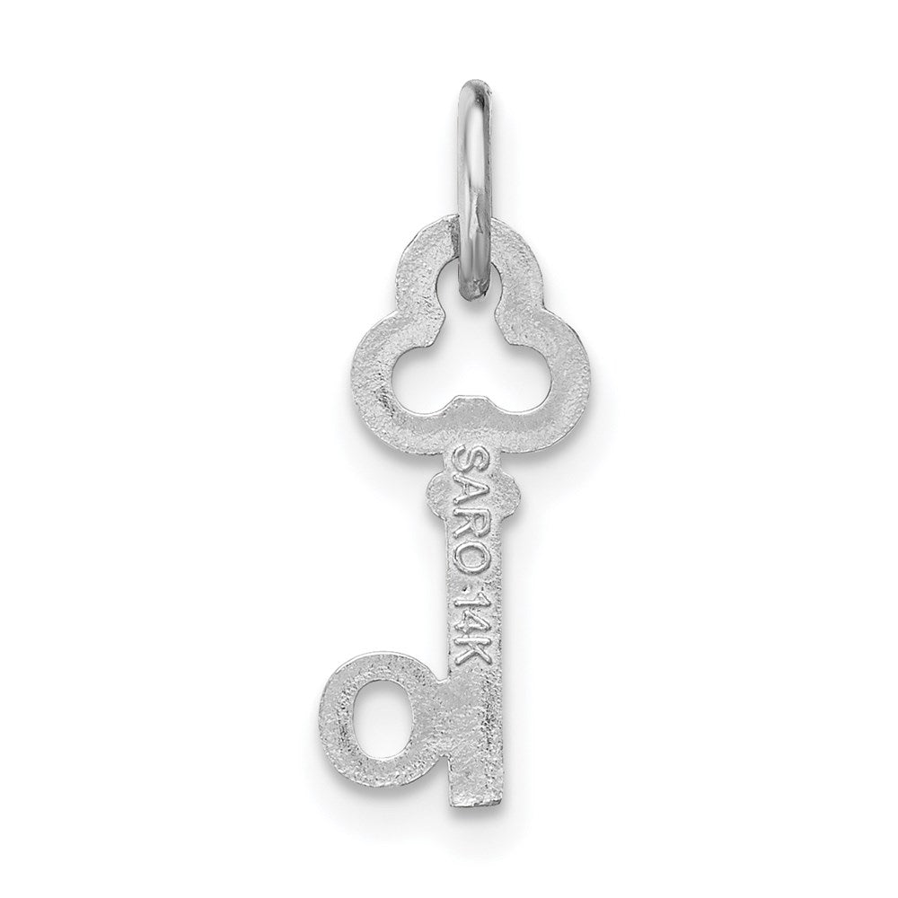 14K White Gold Key Letter O Initial Charm