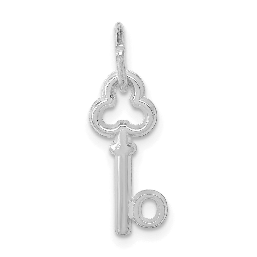 14K White Gold Key Letter O Initial Charm