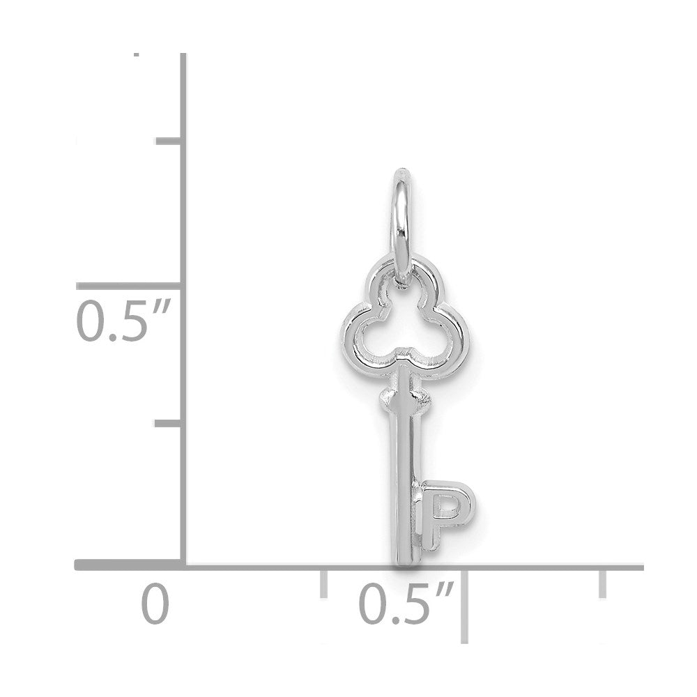 14K White Gold Key Letter P Initial Charm