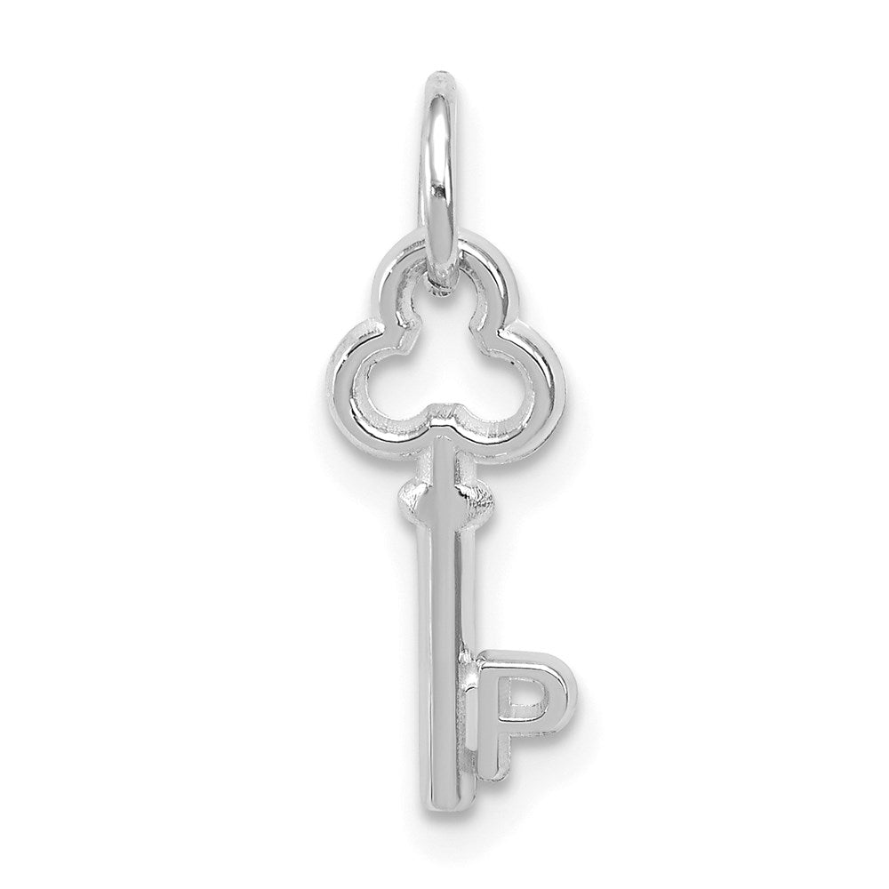 14K White Gold Key Letter P Initial Charm