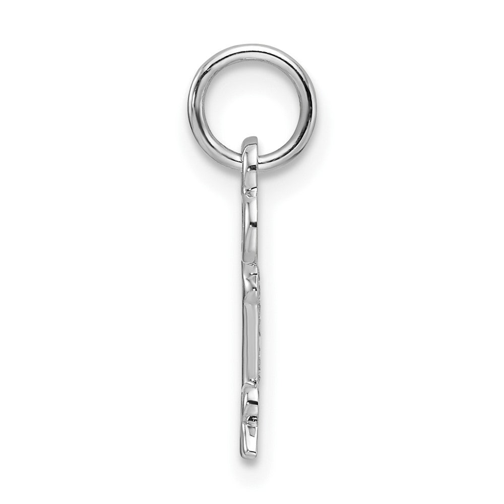 14K White Gold Key Letter R Initial Charm