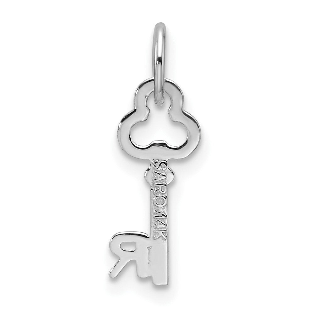 14K White Gold Key Letter R Initial Charm