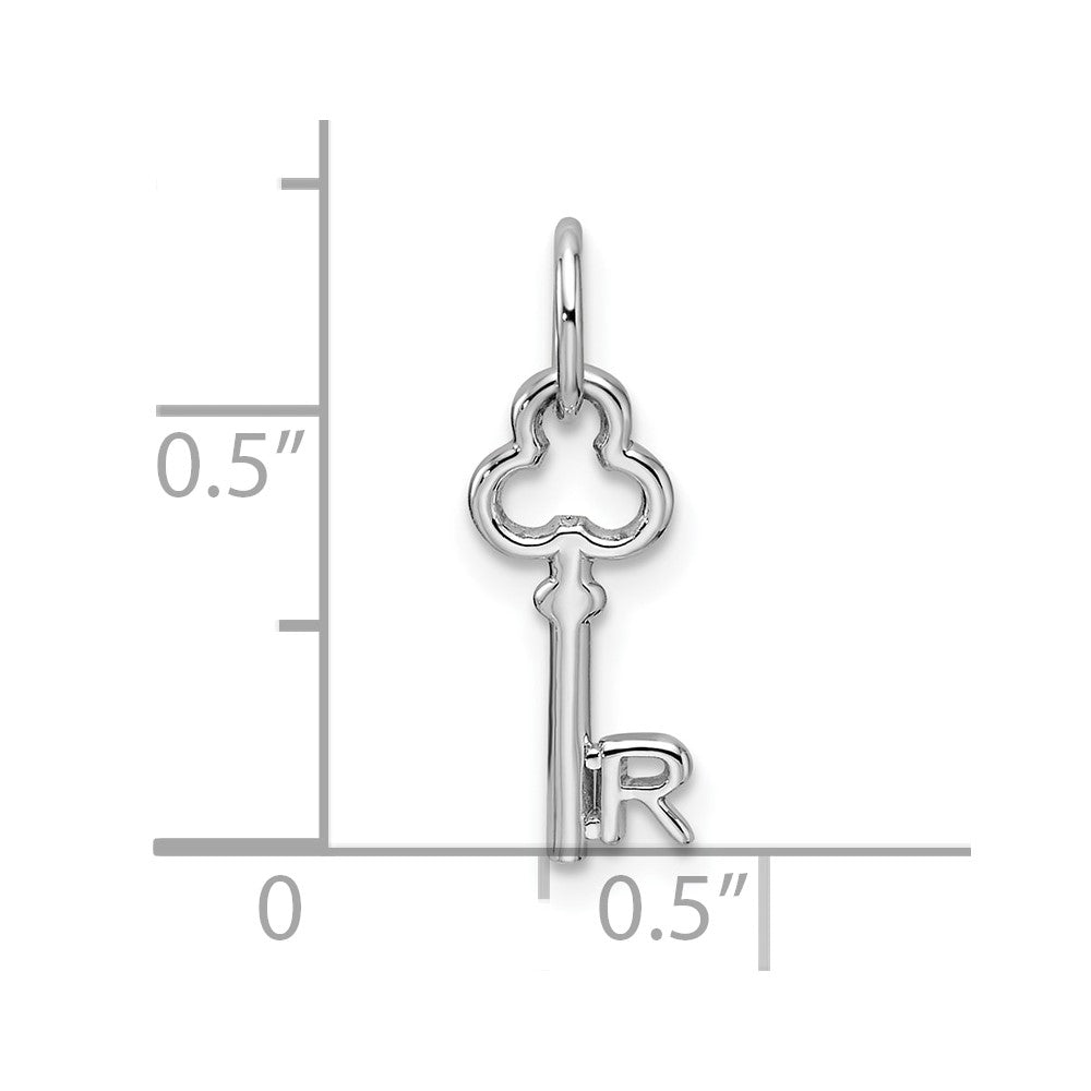 14K White Gold Key Letter R Initial Charm