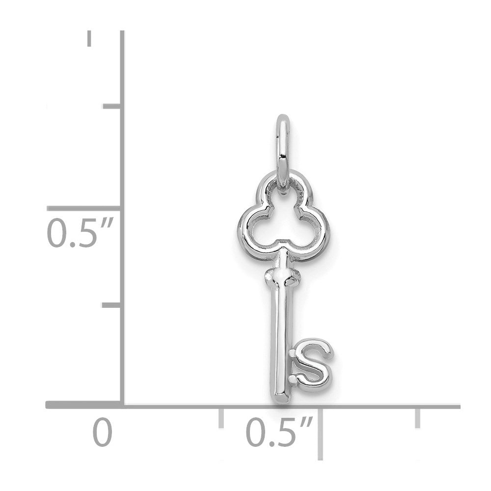 14K White Gold Key Letter S Initial Charm