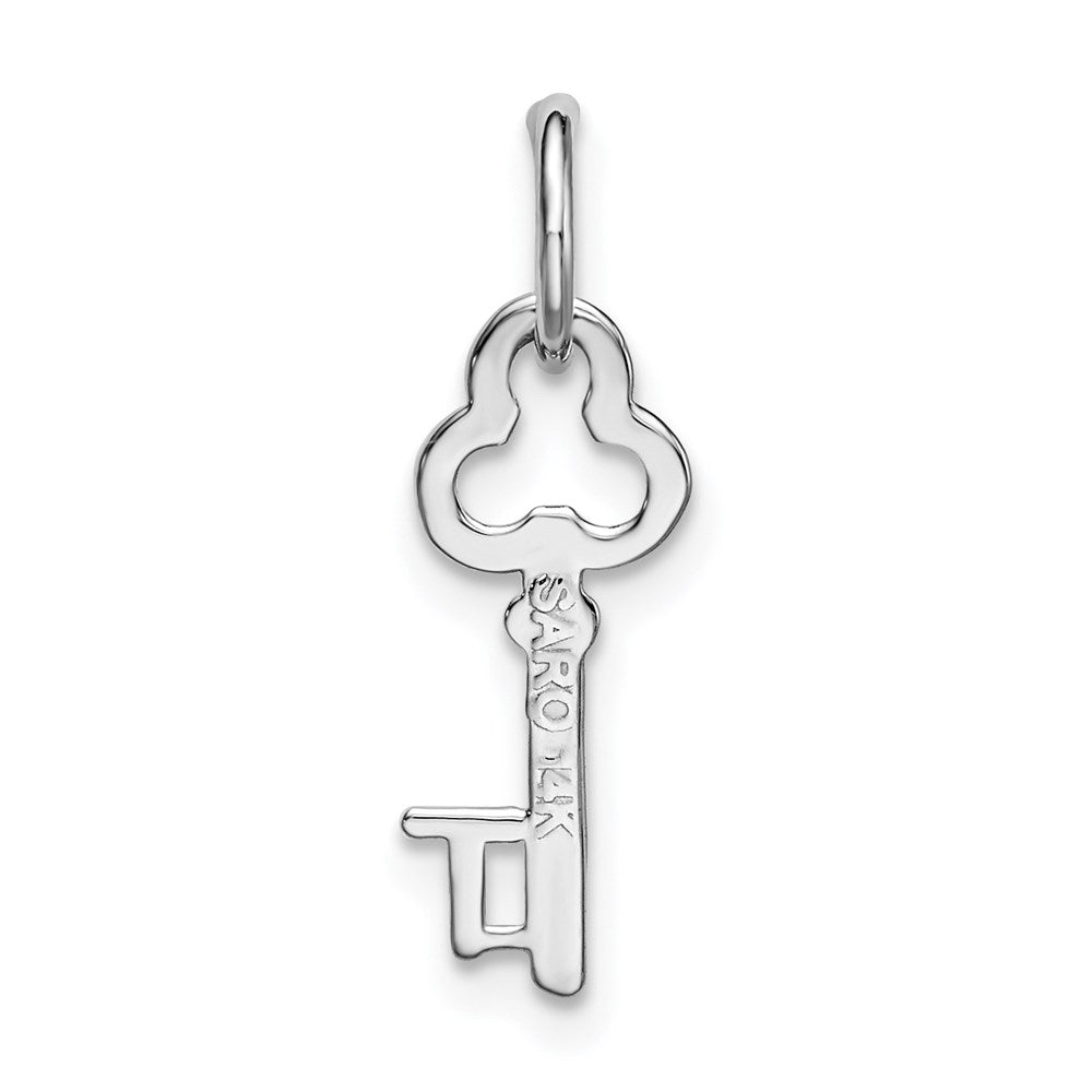 14K White Gold Key Letter T Initial Charm