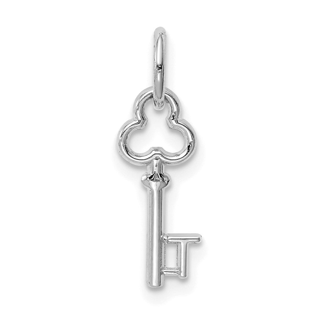 14K White Gold Key Letter T Initial Charm