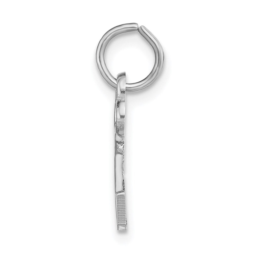 14K White Gold Key Letter V Initial Charm