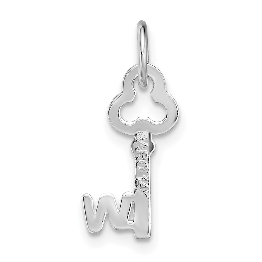 14K White Gold Key Letter W Initial Charm