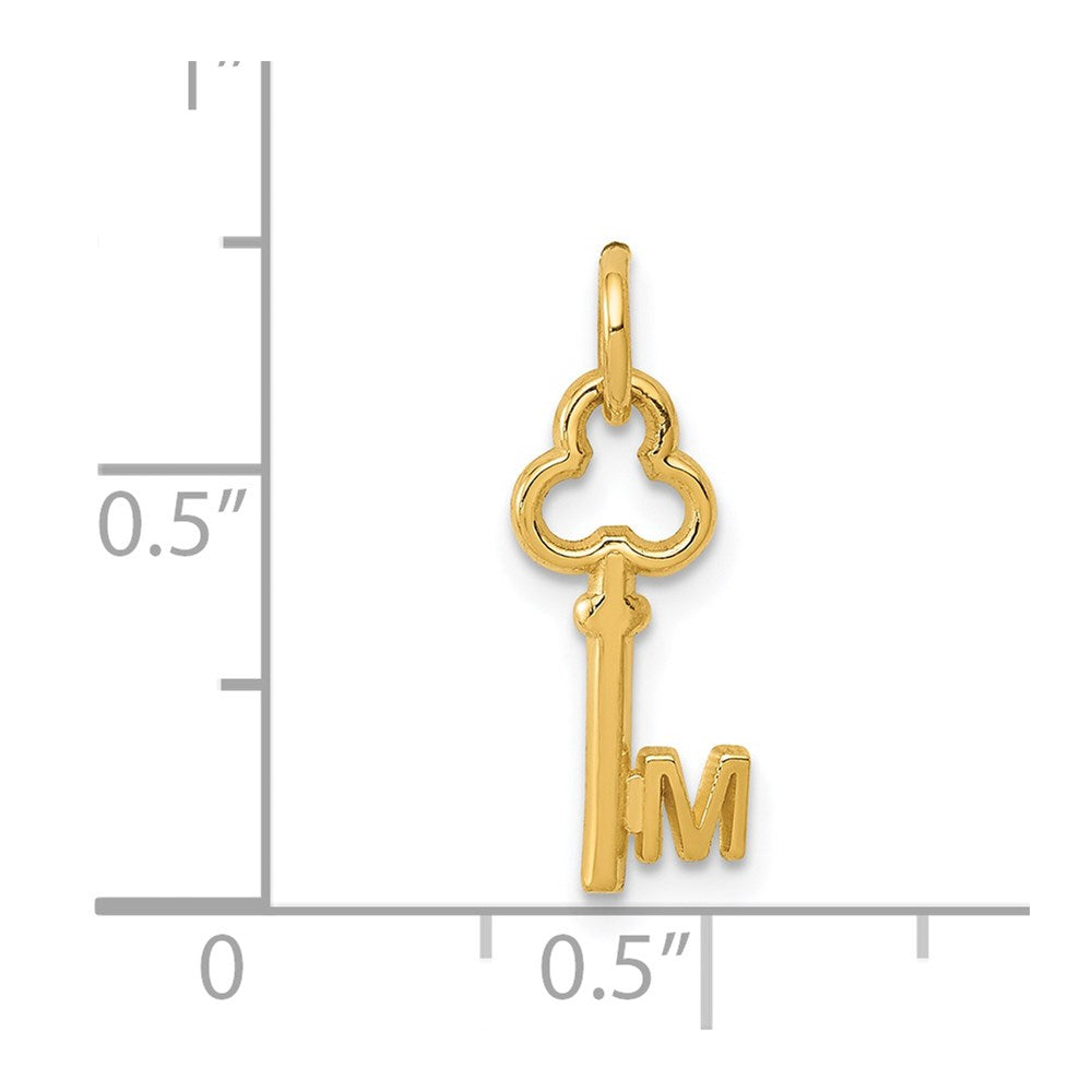 14k Key Letter M Initial Charm