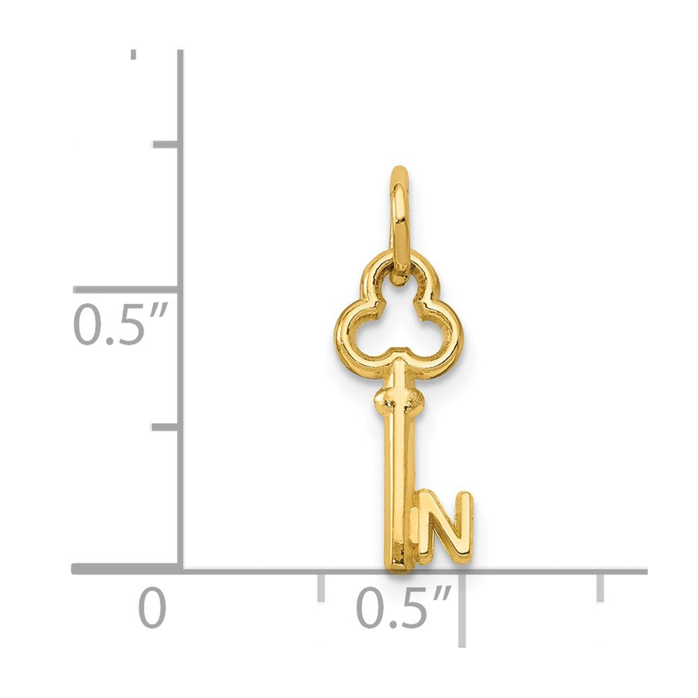 14k Key Letter N Initial Charm