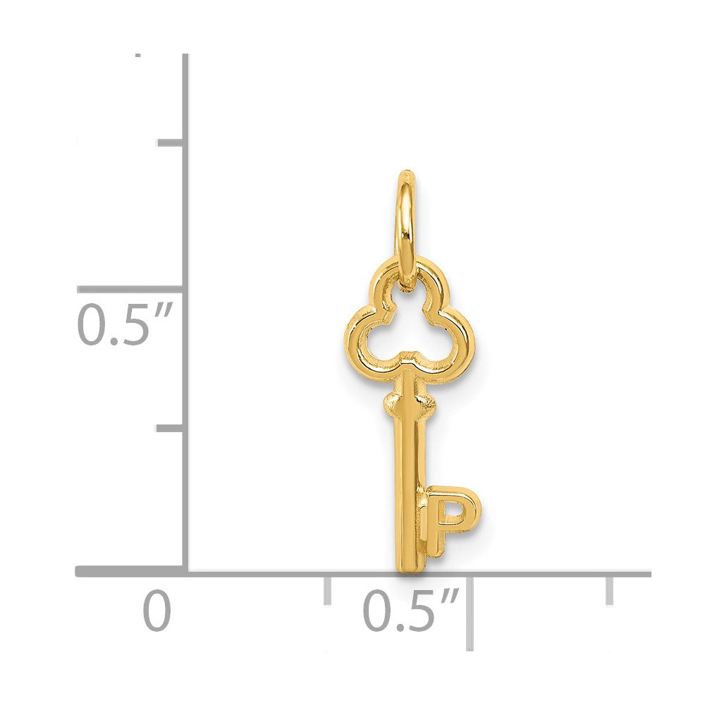 14k Key Letter P Initial Charm