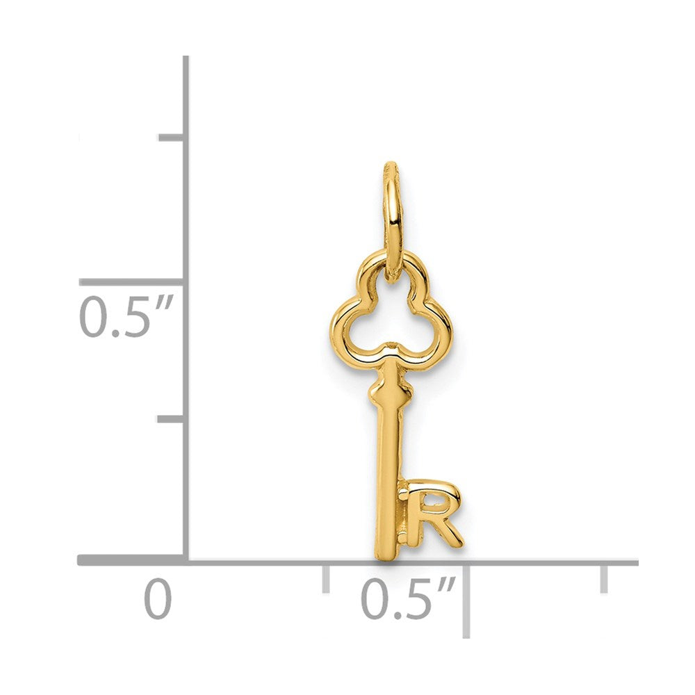 14k Key Letter R Initial Charm