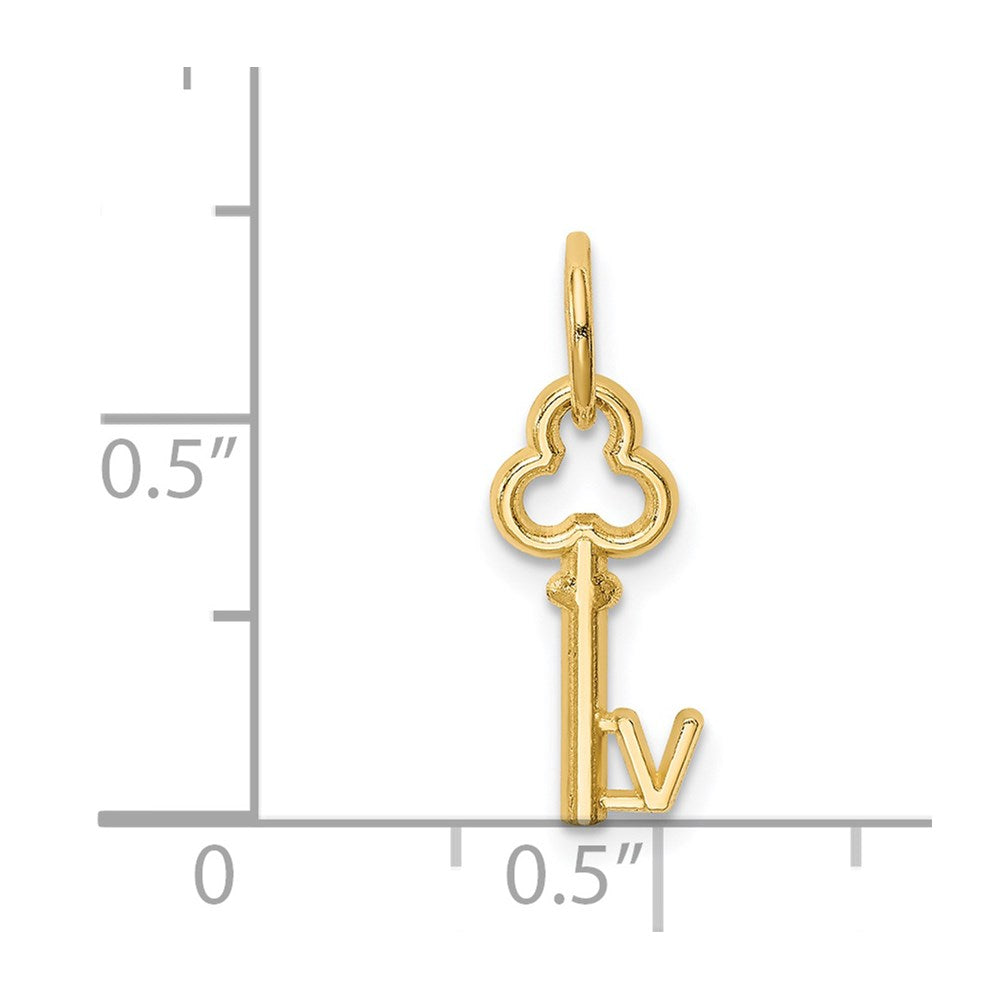 14k Key Letter V Initial Charm