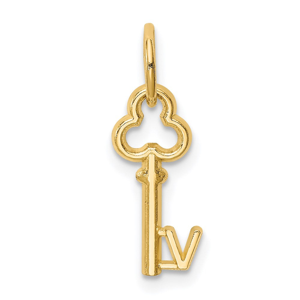 14k Key Letter V Initial Charm