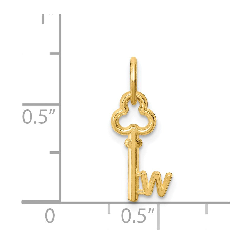 14k Key Letter W Initial Charm