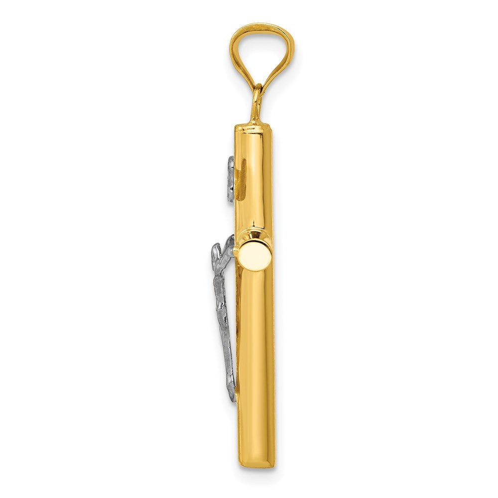 14k Two-tone INRI Crucifix Pendant