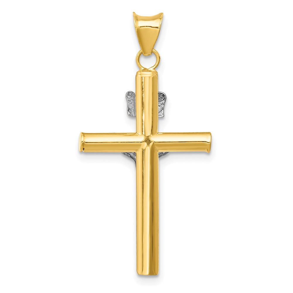 14k Two-tone INRI Crucifix Pendant